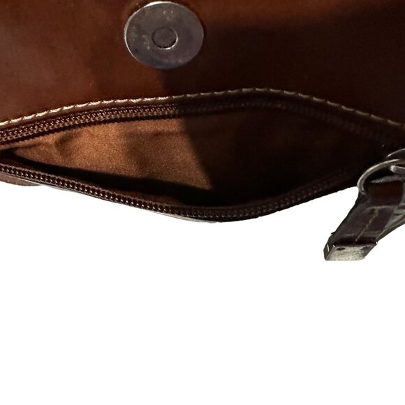 Giani Bernini brown distressed leather multi compartment crossbody purse - Picture 4 of 12